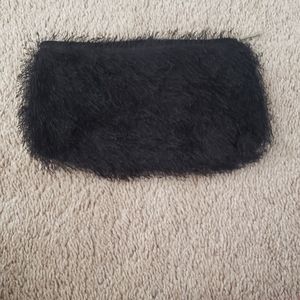 Fuzzy zip up makeup bag